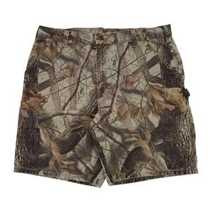 Carhartt Realtree Camo Carpenter Shorts Mens 38 Brown Canvas B191 CMO Vintage